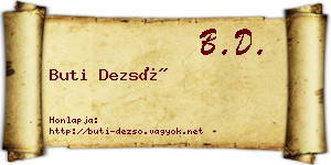 Buti Dezső névjegykártya